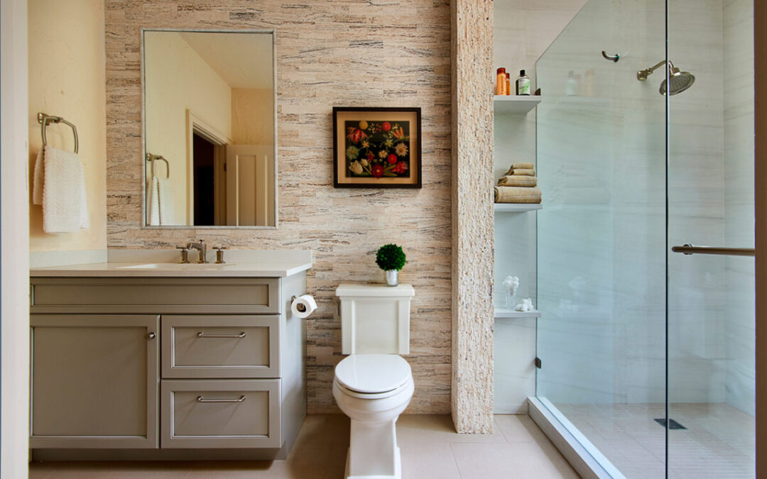 stone wall bathroom